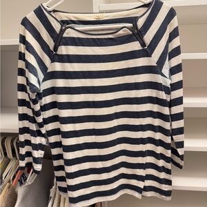 J. Crew Blue and White Boxy Blouse with Sailor Collar